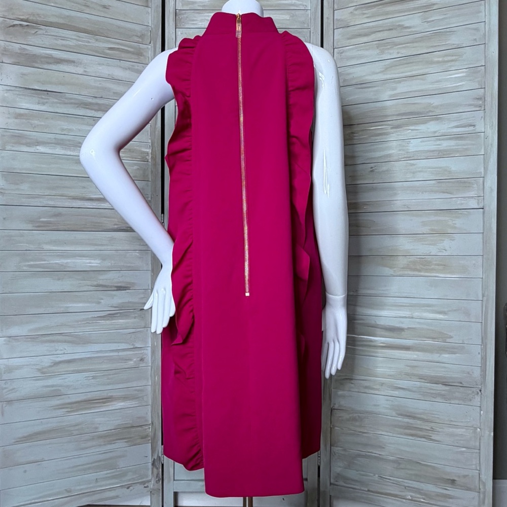 Ted Baker Torriya deep pink halter neck ruffle tunic dress Ted 4 = US 12 NWT - Picture 2 of 10